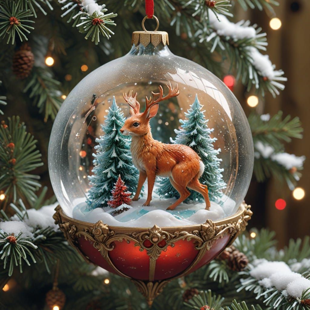 Crystal Christmas Ornament in Enchanted Winter Wonderland Sc...