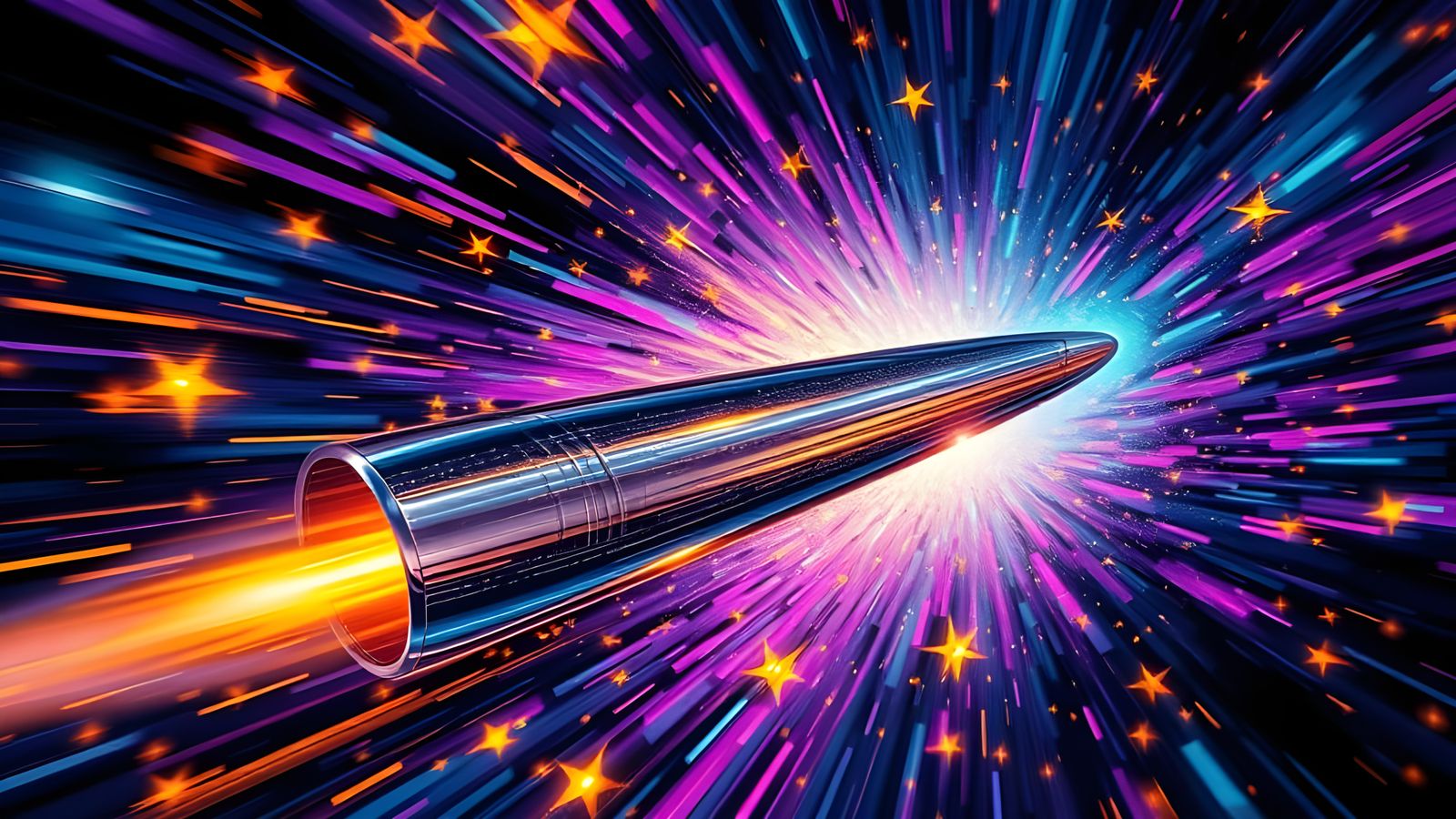 Futuristic Spaceship Soaring Through Starry Vortex