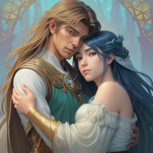 Loving Dwarf Couple in Gemstone Chamber