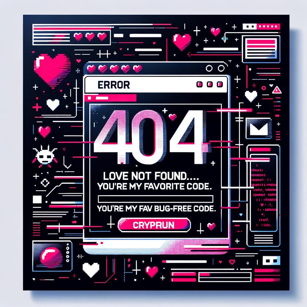 Modern Digital Valentine's Day Card with Error Message Desig...