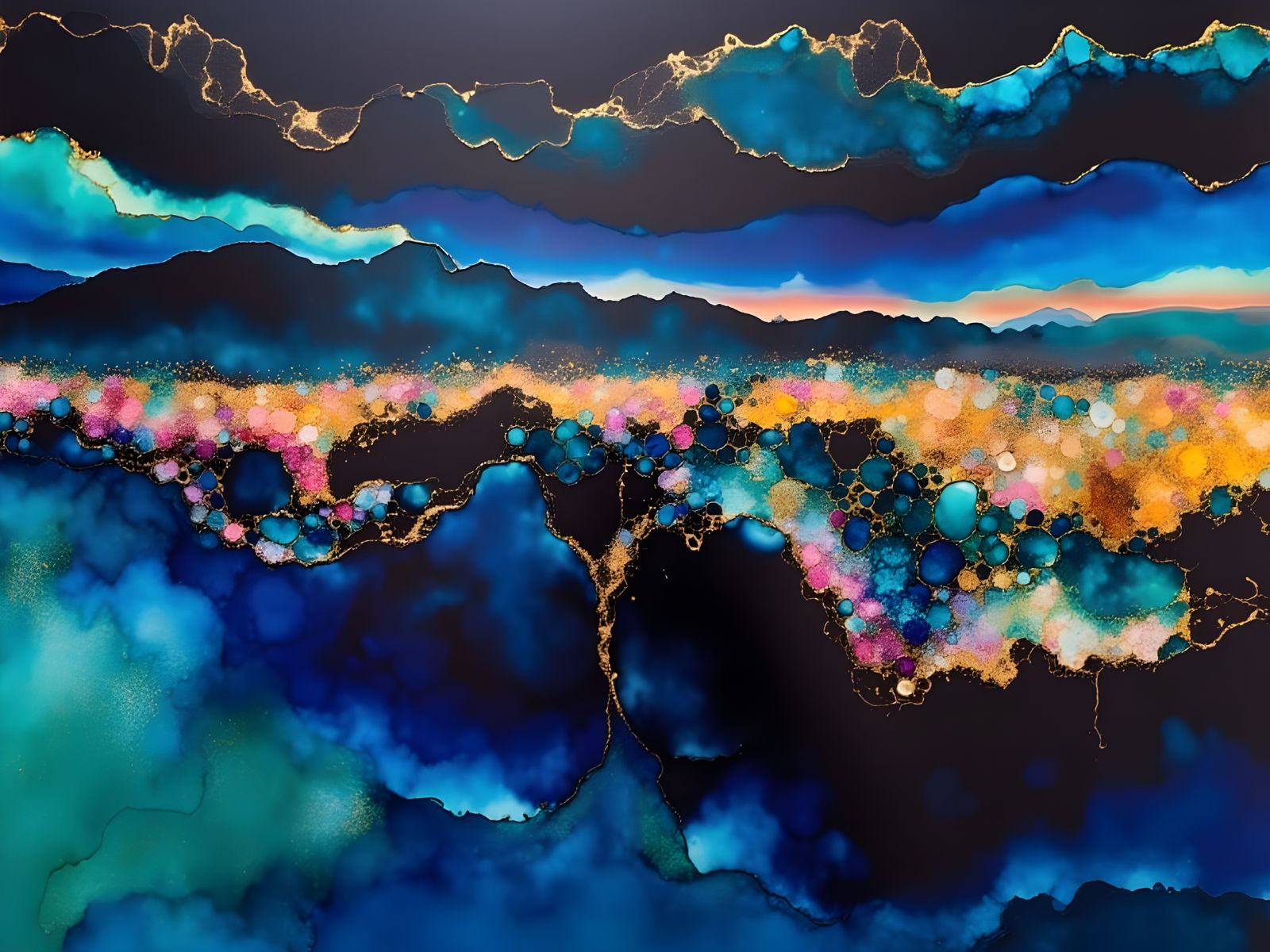 Kaleidoscopic Garden Created with Alcohol Inks