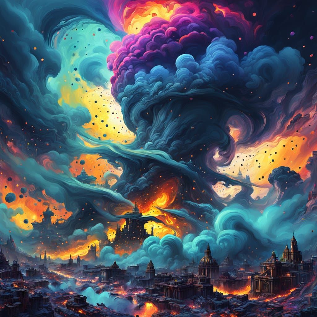 Polka Dot Tornado Unearths Cloud City in Abstract