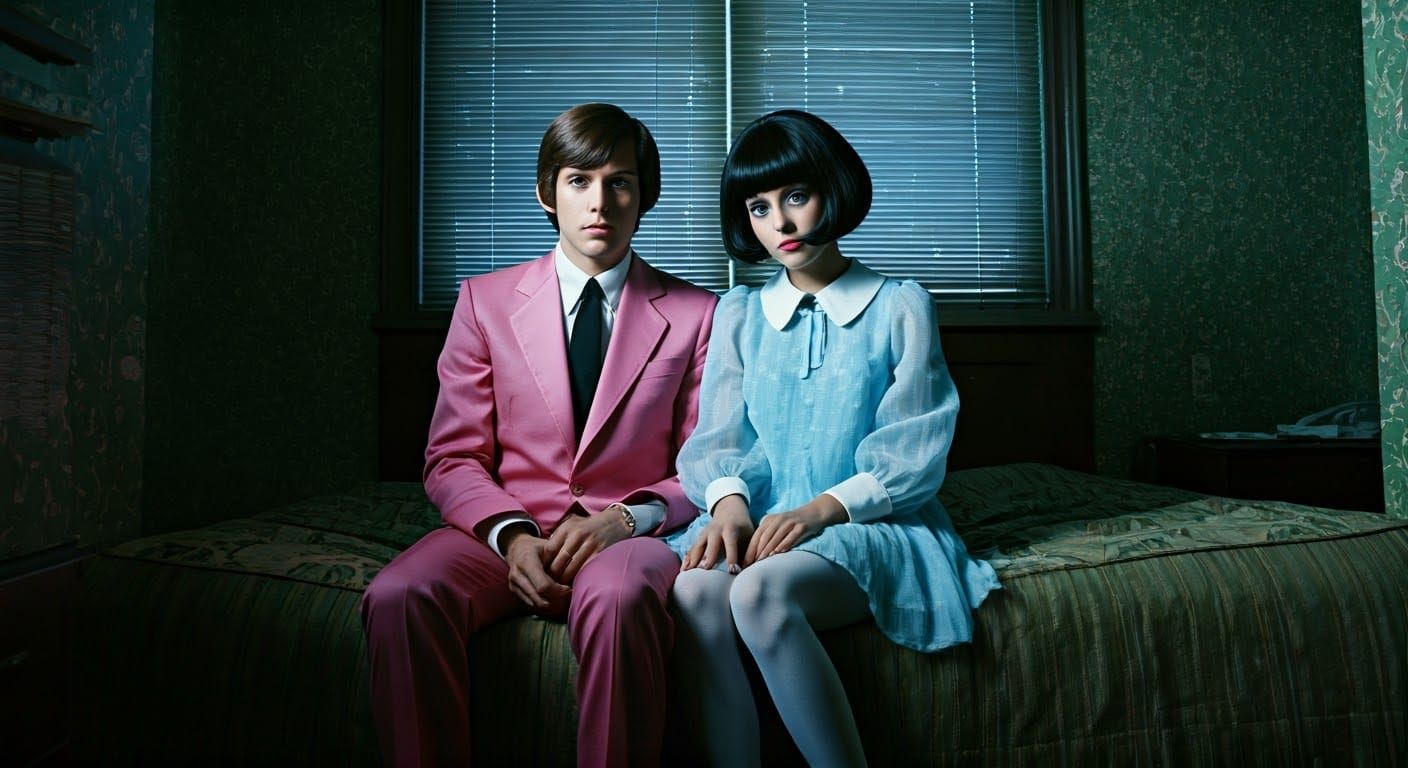 Youthful Nonchalance in a Retro Motel Room