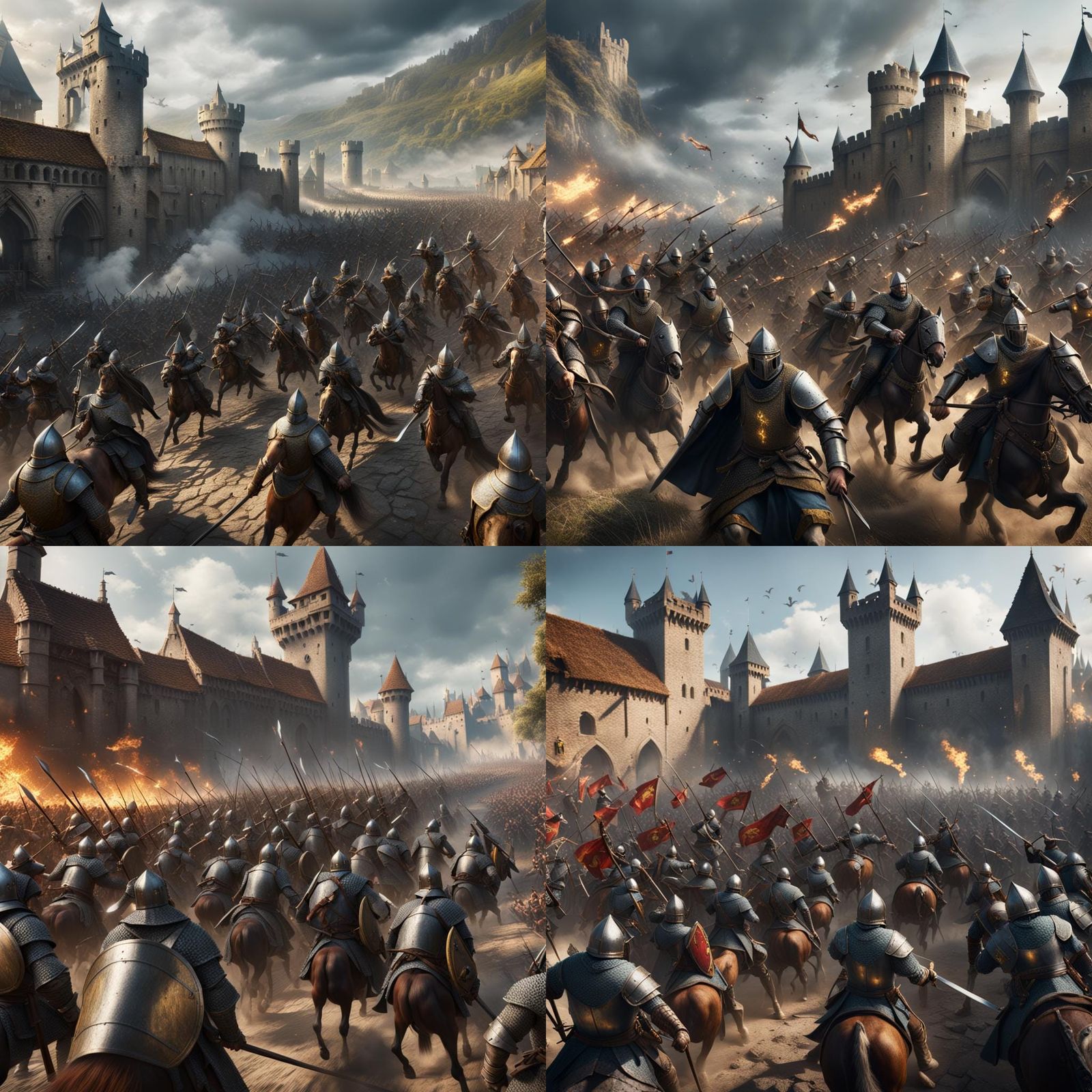 Medieval Armies Clash in Detailed Fantasy Art