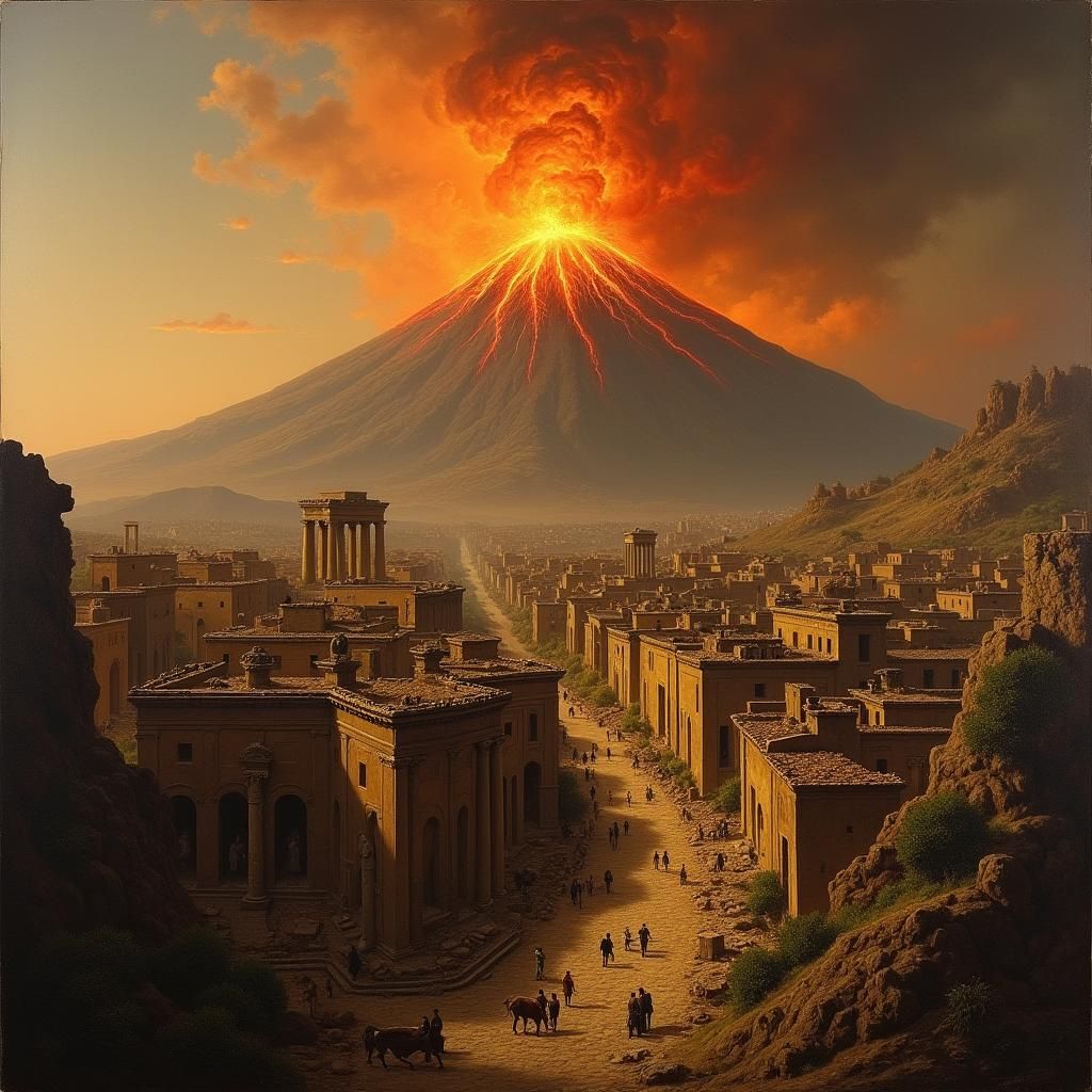Pompeii Eruption: Volcanic Landscape Painting