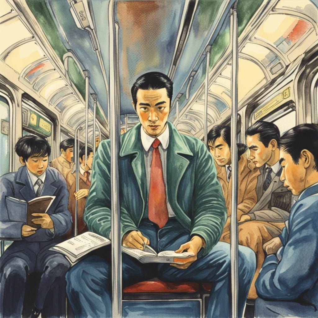 Detective in 1980s Japan, Watercolor Painting