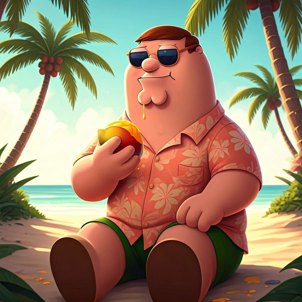 Peter Griffin Basks in Tropical Paradise with Mango Delight