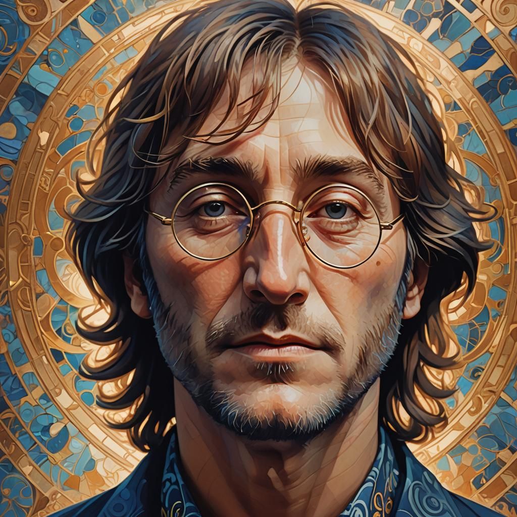 John Lennon Portrait in Art Nouveau Style