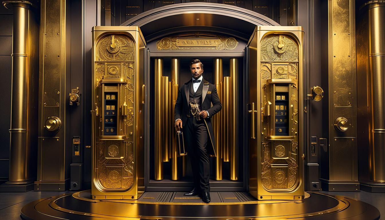 Steampunk Banker with Gold Bars, Artgerm Style