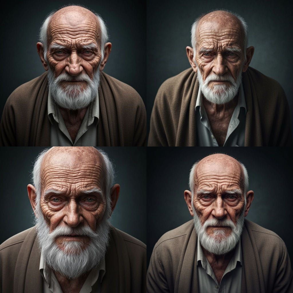 Impossibly Old Man with Intricate Details, Hyperrealistic