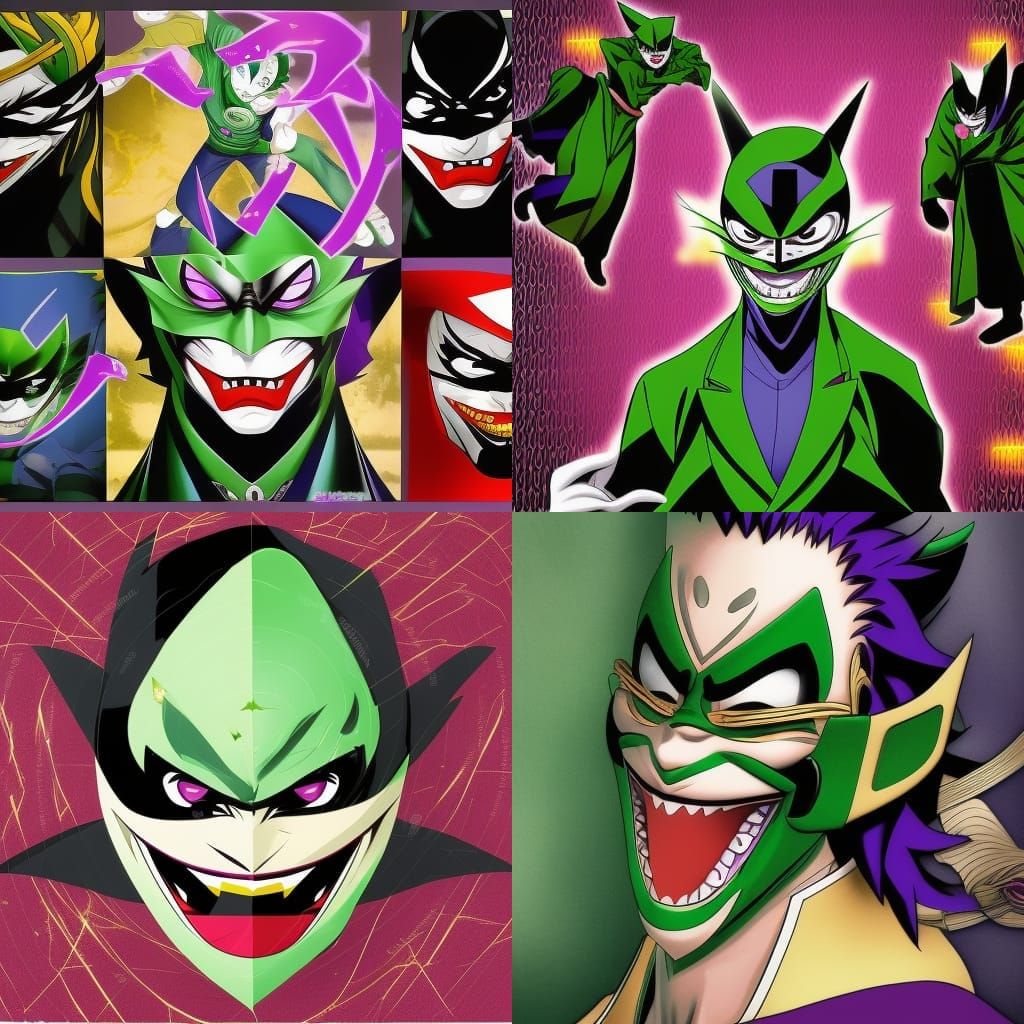 Anime Ninja Joker with Gold Scars in Gotham