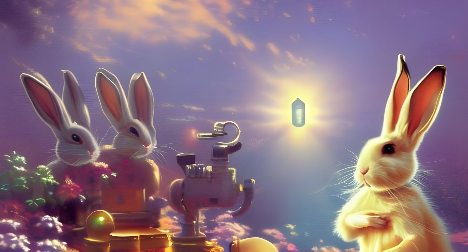 Ethereal Ether Bunny in a Fantasy Chemistry Lab