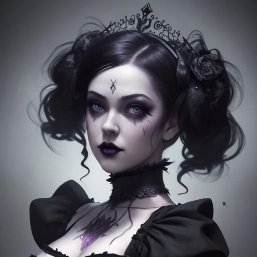 Betty Paige as Gothic Princess in Splash Art Style