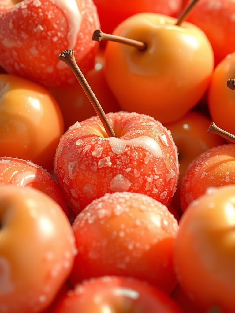 Surreal Candied Apples in Vibrant Anime-Inspired Style