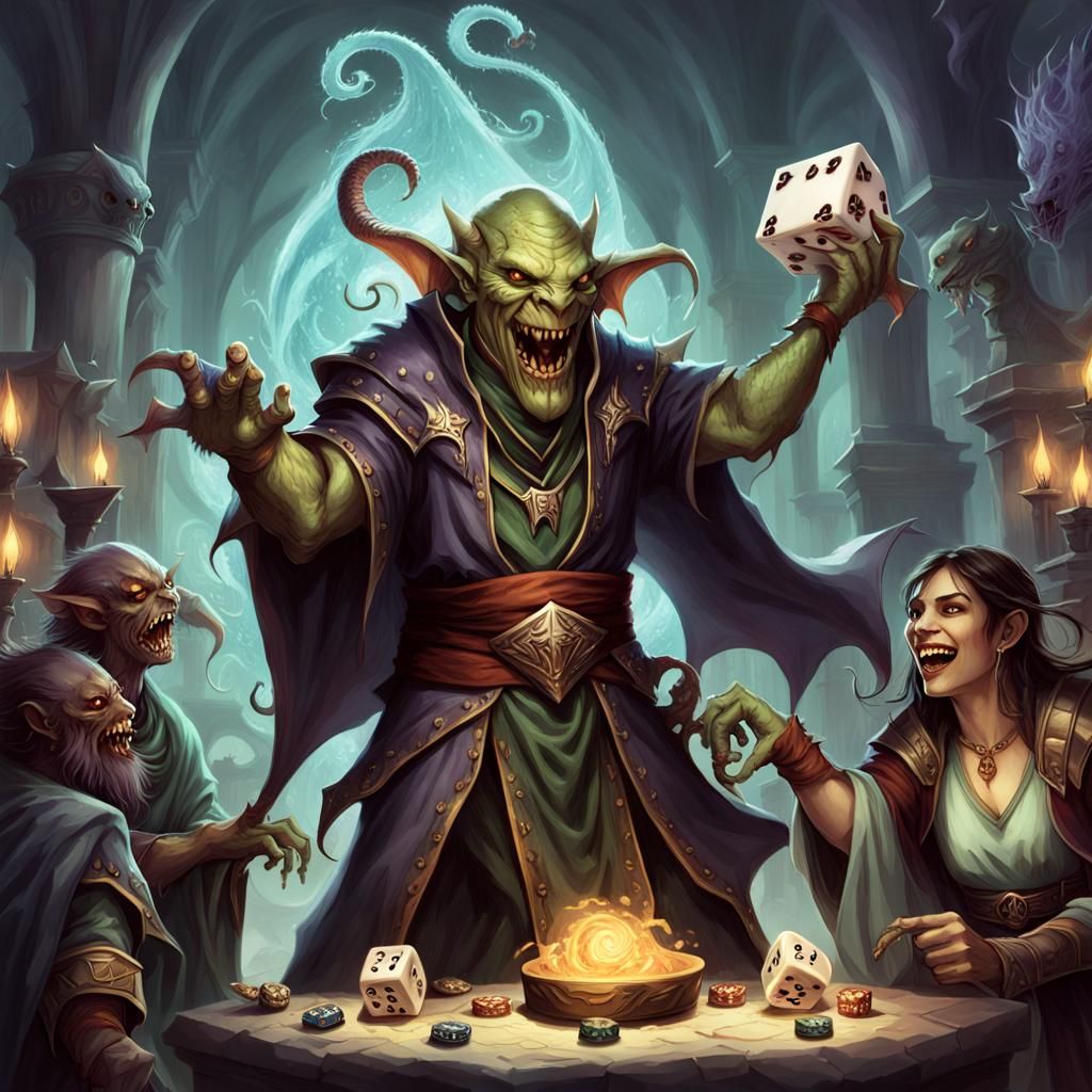 Elven Thief Pickpocketing Mindflayer in Fantasy Marketplace