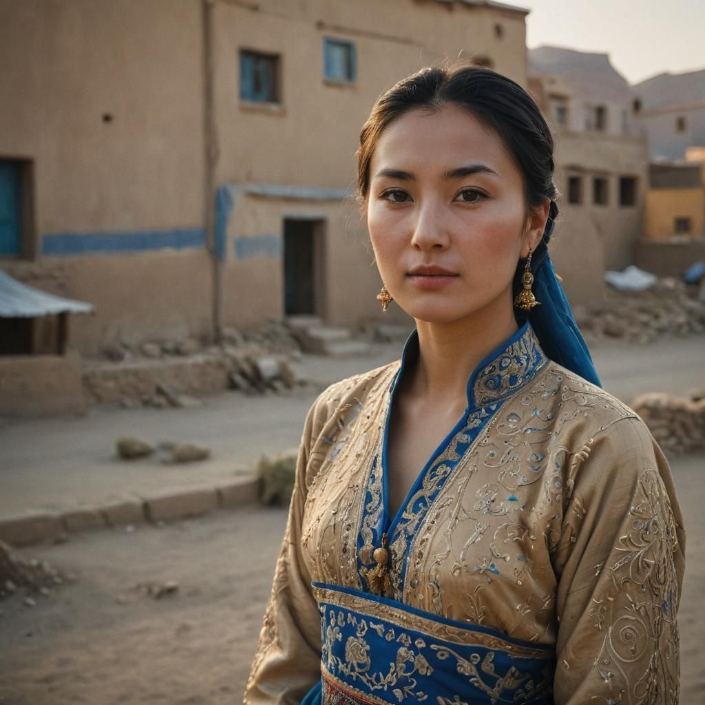 Uyghur Woman in Ürümqi: Hyper-Realistic Portrait