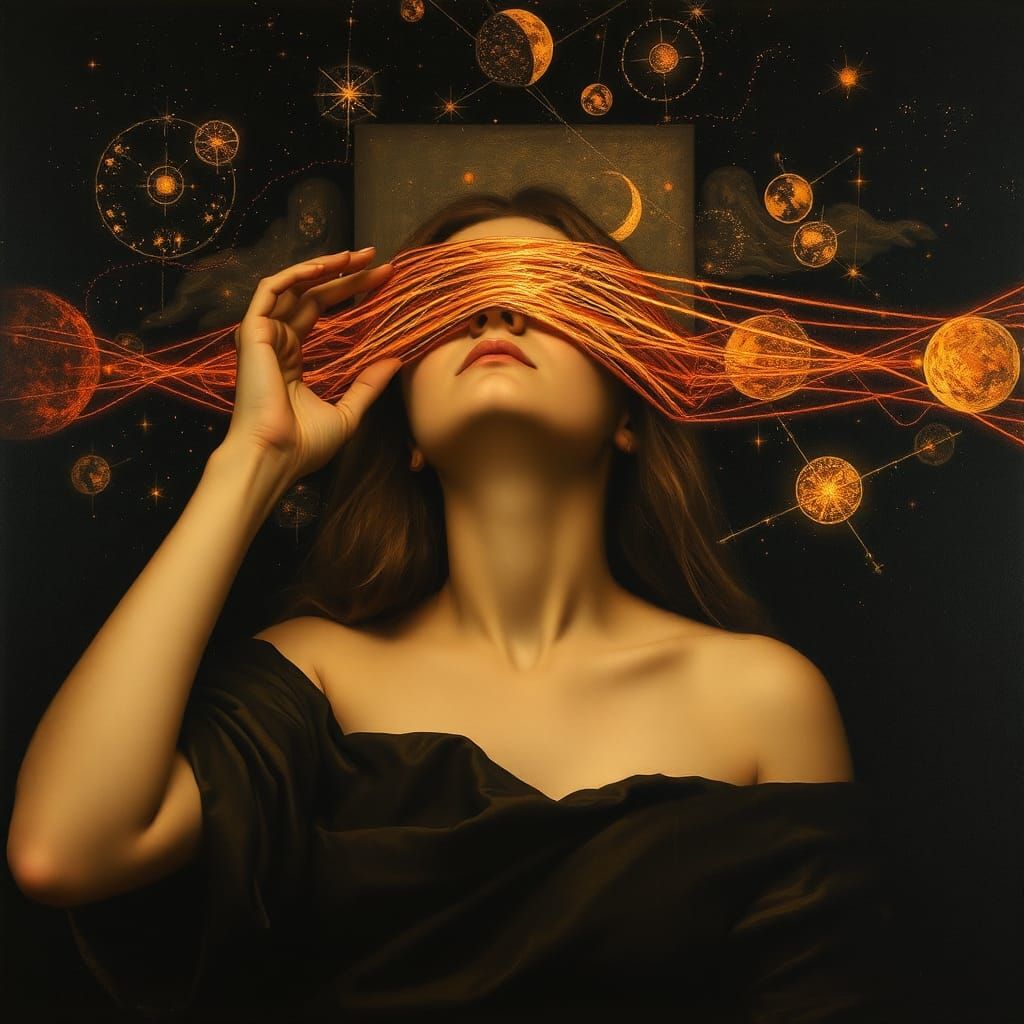 Biometric Engineer in Chiaroscuro with Celestial Patterns