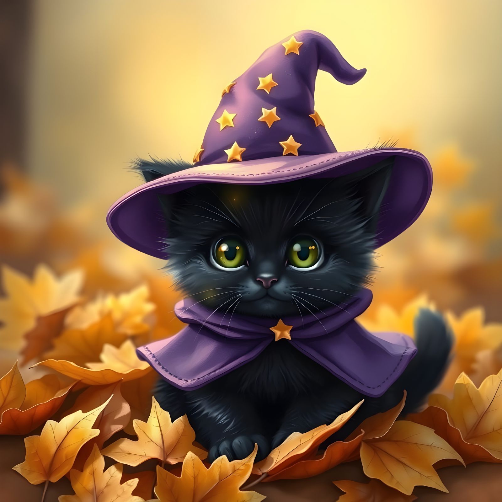 Cute Kitten in Witch Costume