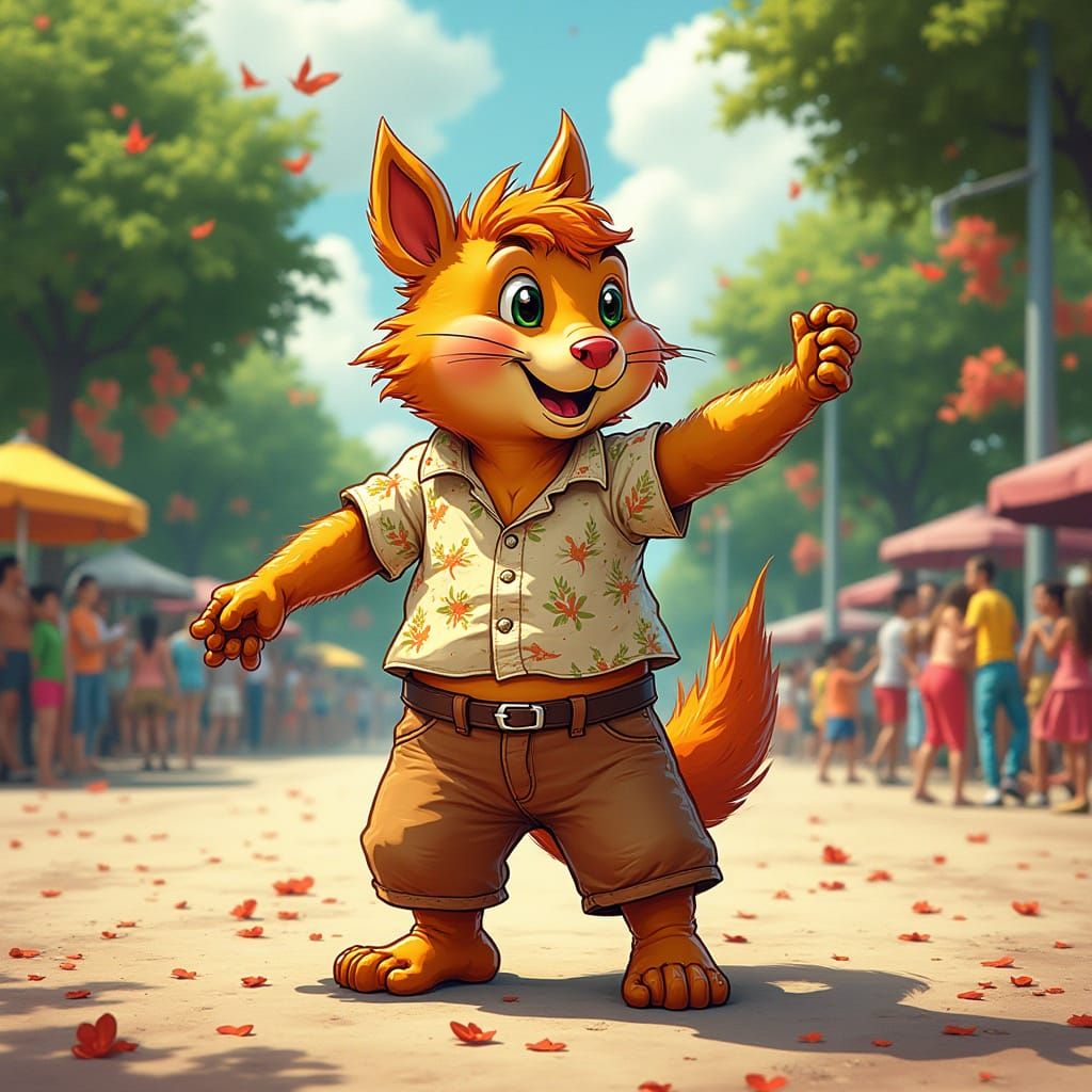 Joyful Capibara Dancing Salsa in a Vibrant Playground