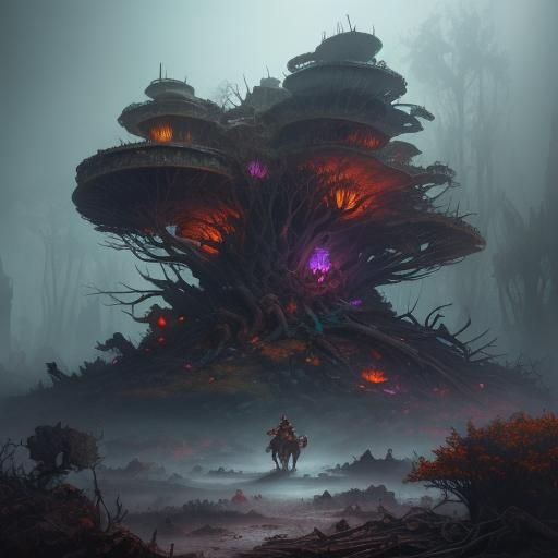 Princess Peach and Yoshi in Dark Fantasy Wasteland