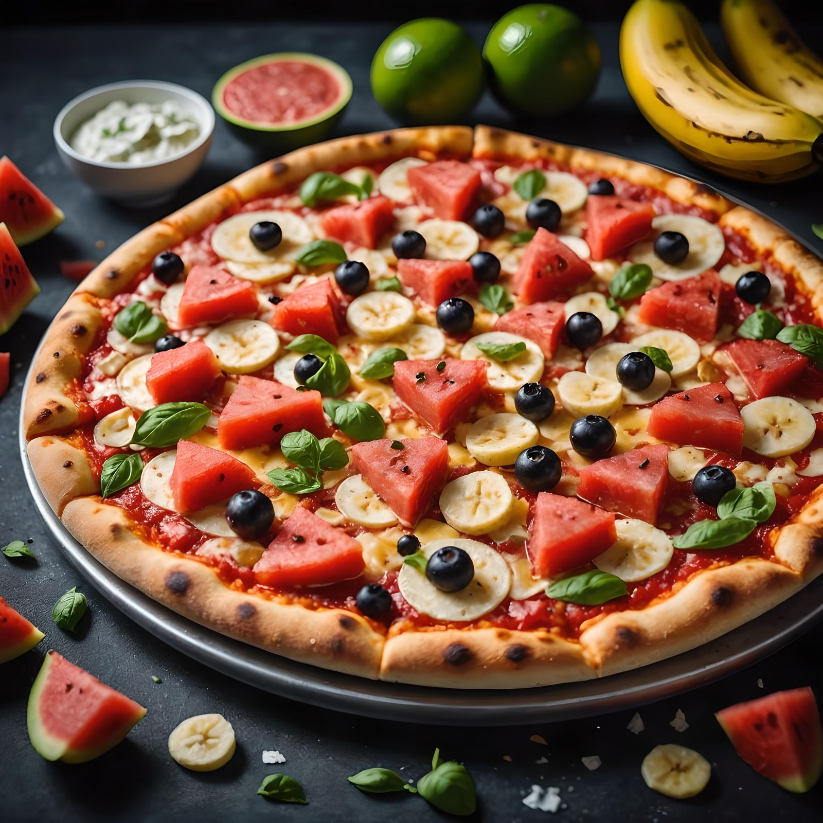 Unconventional Pizza Topped with Watermelon and Banana