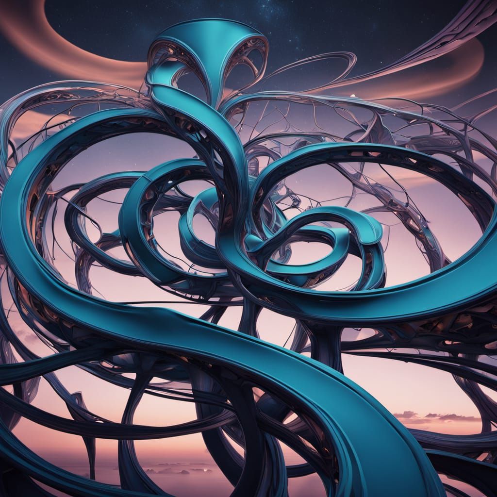 Ethereal Surrealist Sculpture in Shimmering Metallic Hues