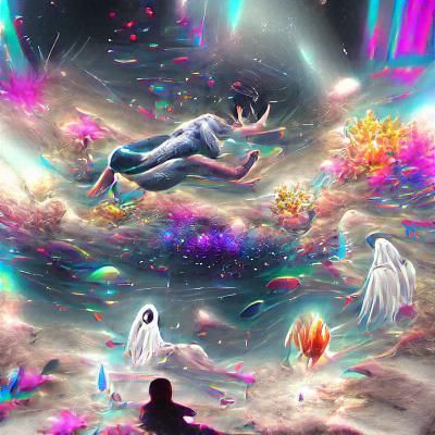 Cosmic Afterlife: Holographic Astral Illustration