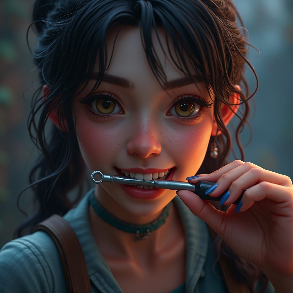 Fantastical Female Toolswoman in Detailed Matte Painting