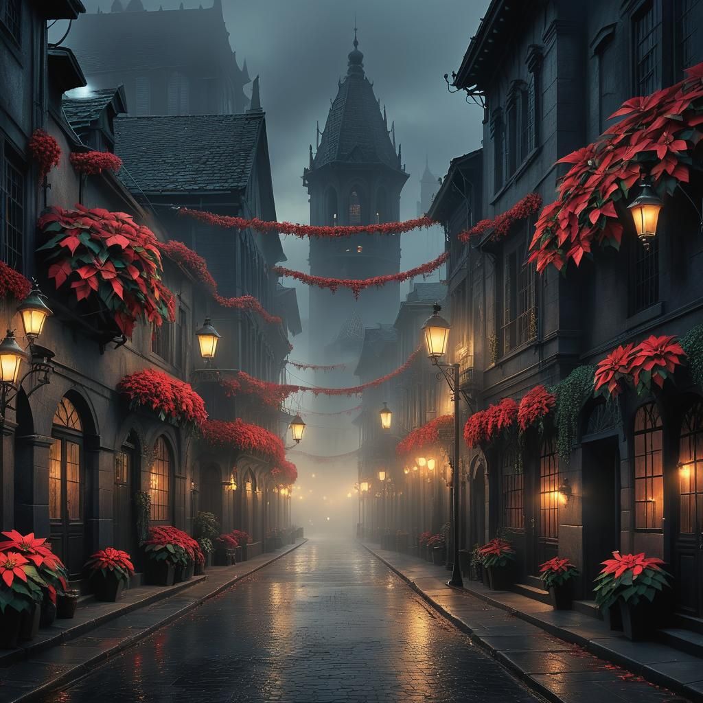 Surreal City Undergoes Gothic Poinsettia Transformation at T...