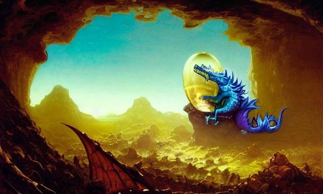 Baby Dragon in Egg on Treasure Horde