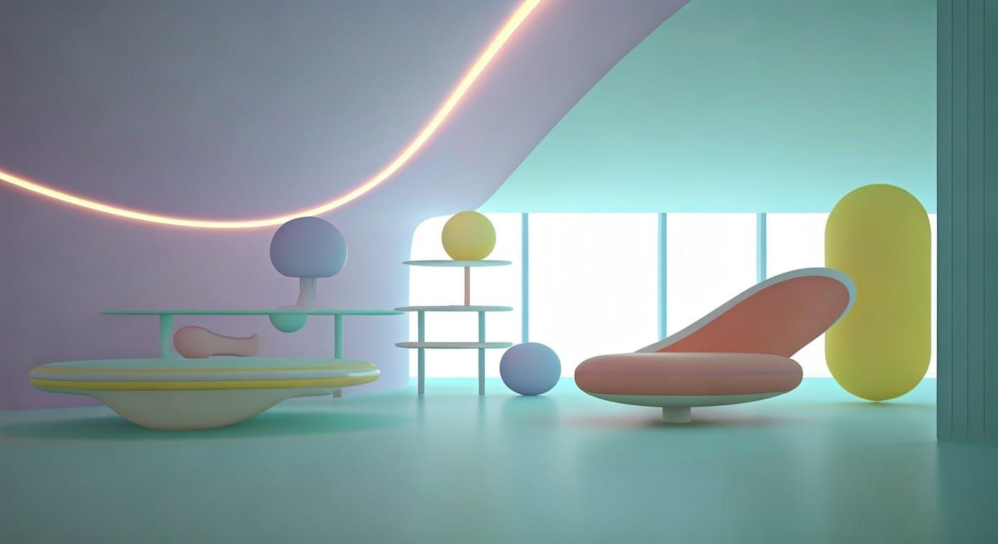 Space Age Pastel Interior Inspired by Futuristic Design