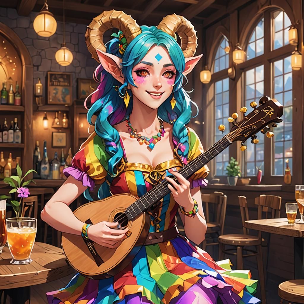 Pop Star Satyr Bard in Manga Style