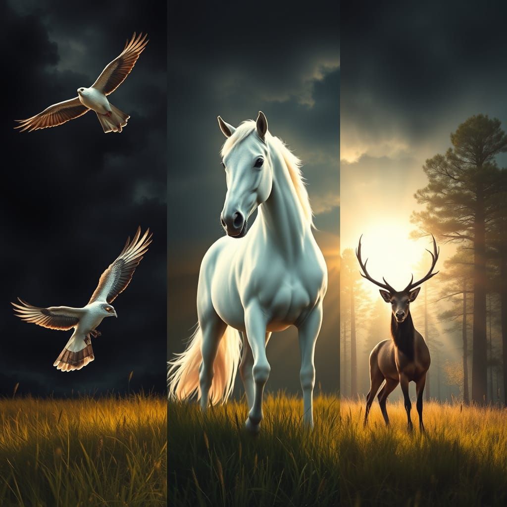 Baltic Mythology Creatures in Dark, Ominous Landscape