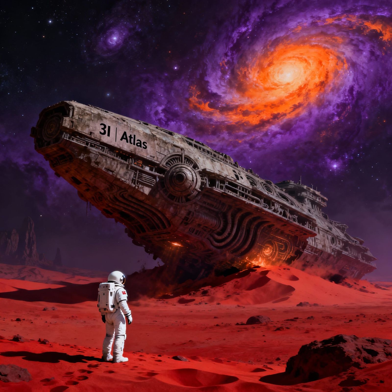 Astronaut Discovers Ancient Alien Ship on Crimson Planet