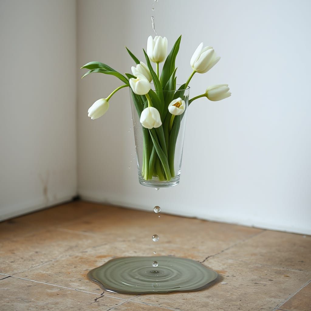 Weightless Tulips in Shattered Glass