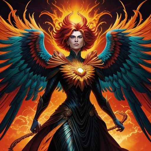 Majestic Phoenix at Mystical Crossroads in Comic Book Art