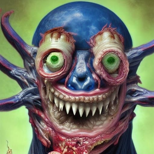 Surreal Horror Pizza Portrait in Hyperrealism