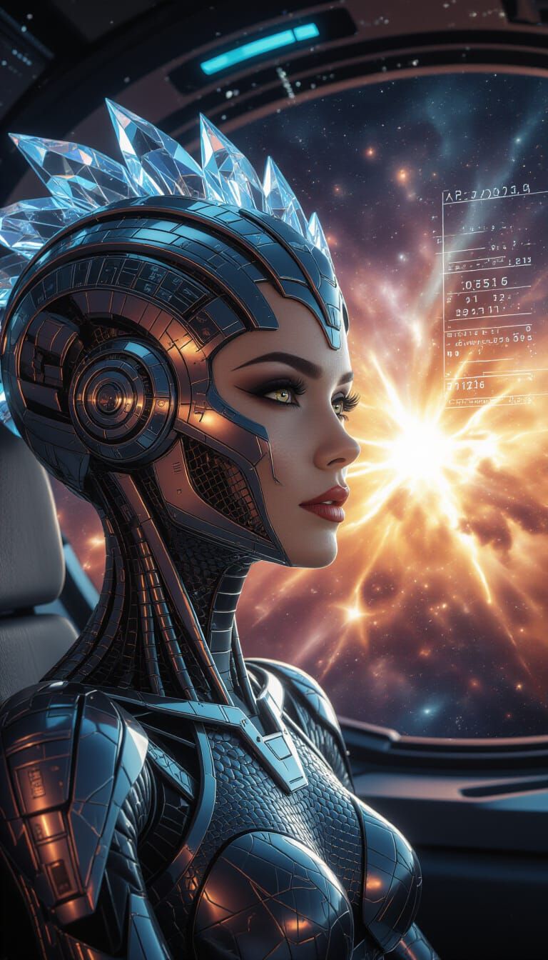 Alien Queen Watching Supernova as Digital Art