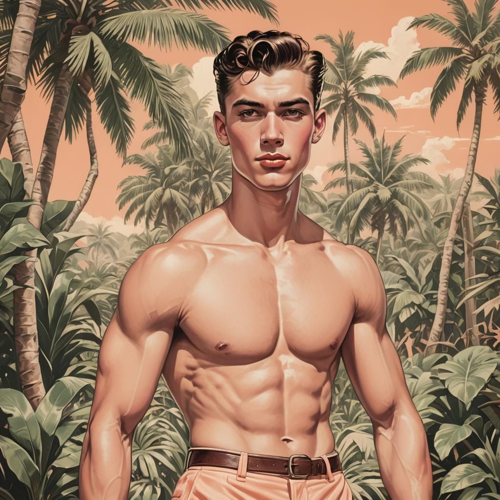 Tropical Pin-Up Glamour in Comic Book Style