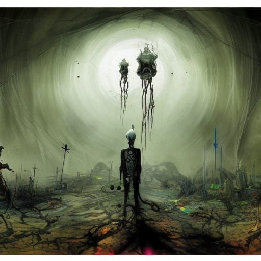 Skeleton Robot Hybrids Awaken in Horror Art