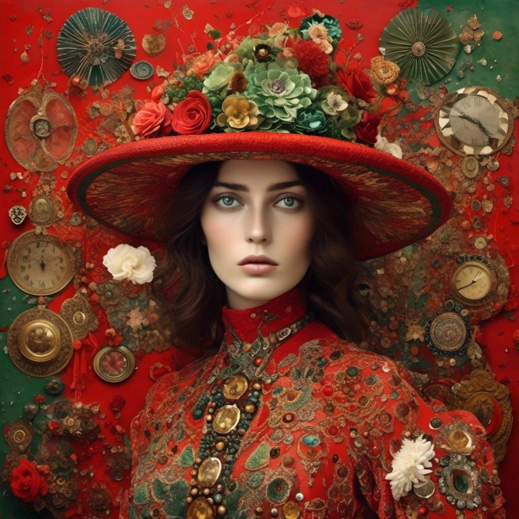 Sensual Woman with Jewels in Klimt-Style Collage