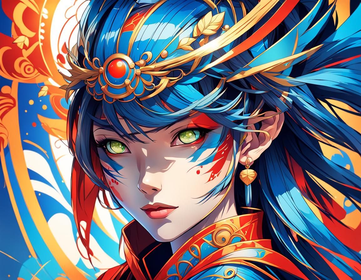 Anime Character Portrait in Art Nouveau Style