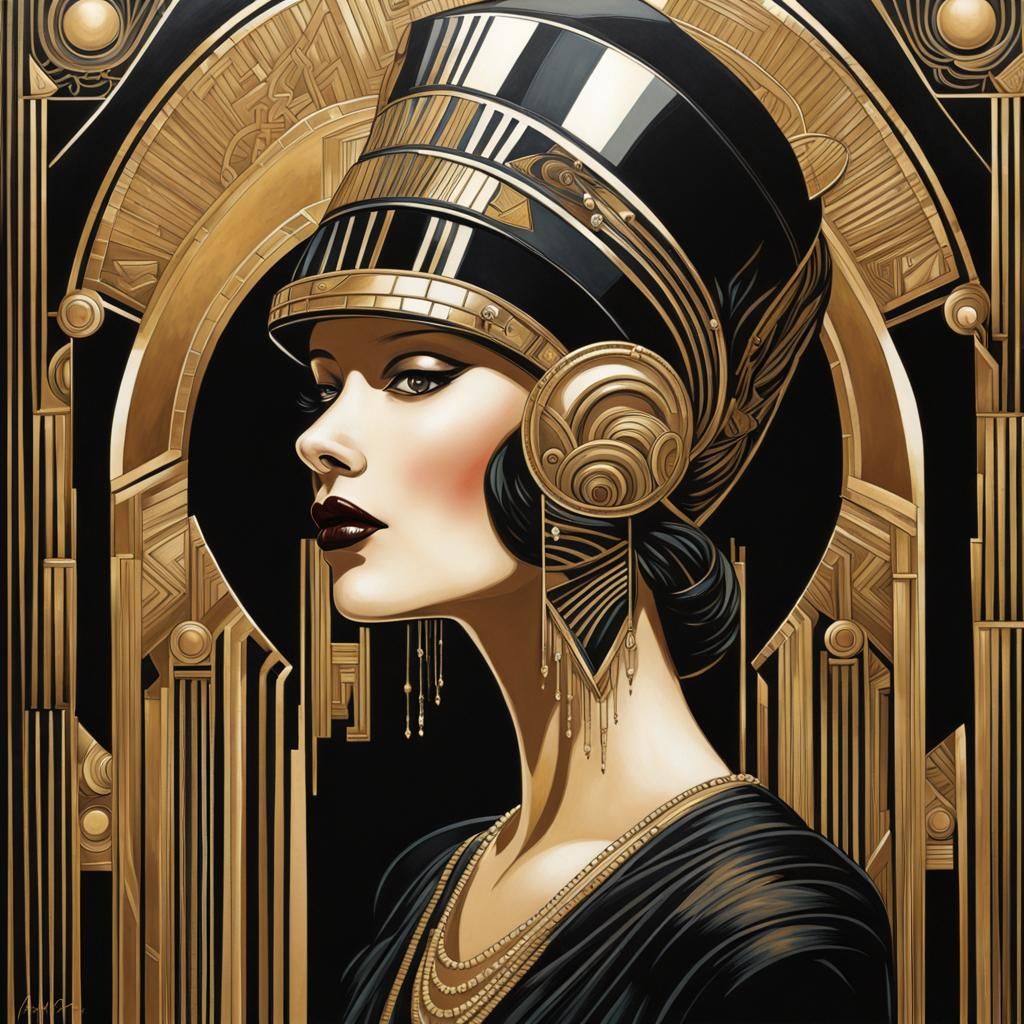 Art Deco Woman with Egyptian Iconography