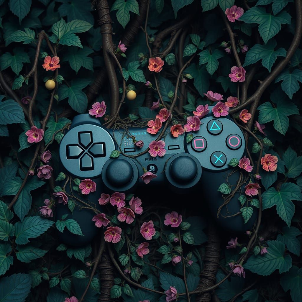 Playstation 2 Overgrown in Lush Forest, Matte Painting