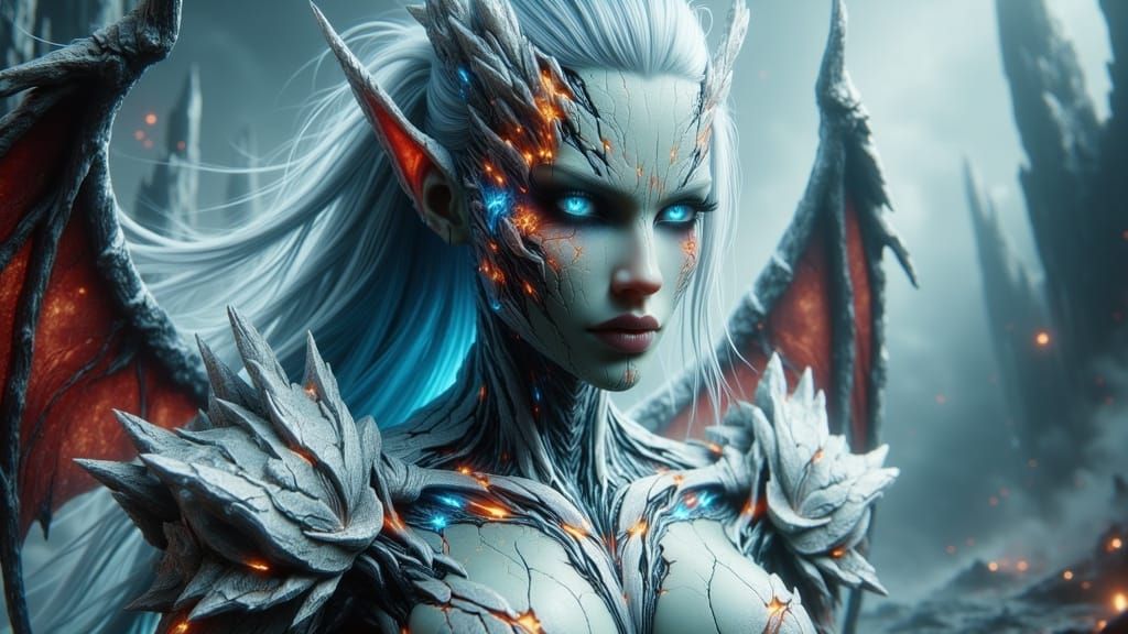 Ethereal Alien Warrior in Icy Armor