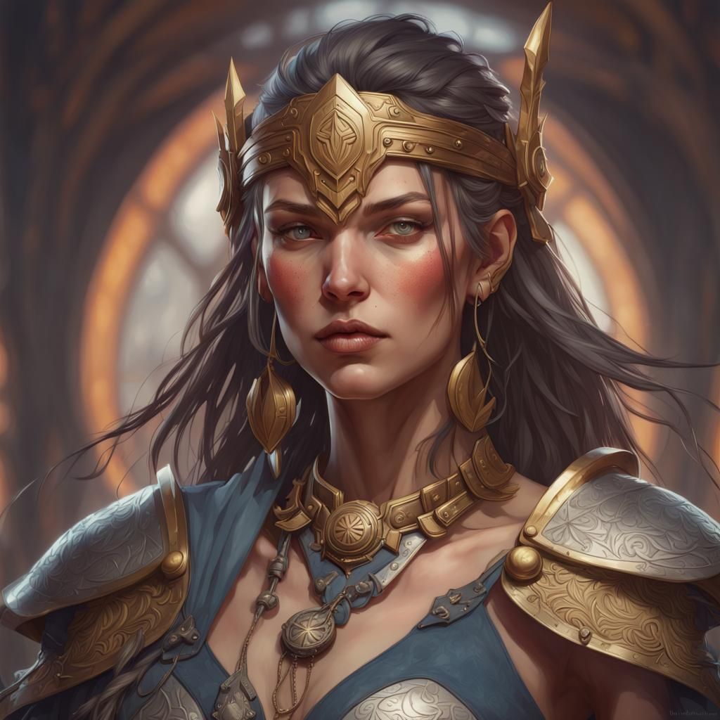 Detailed Warriors Portrait in Art Nouveau Style