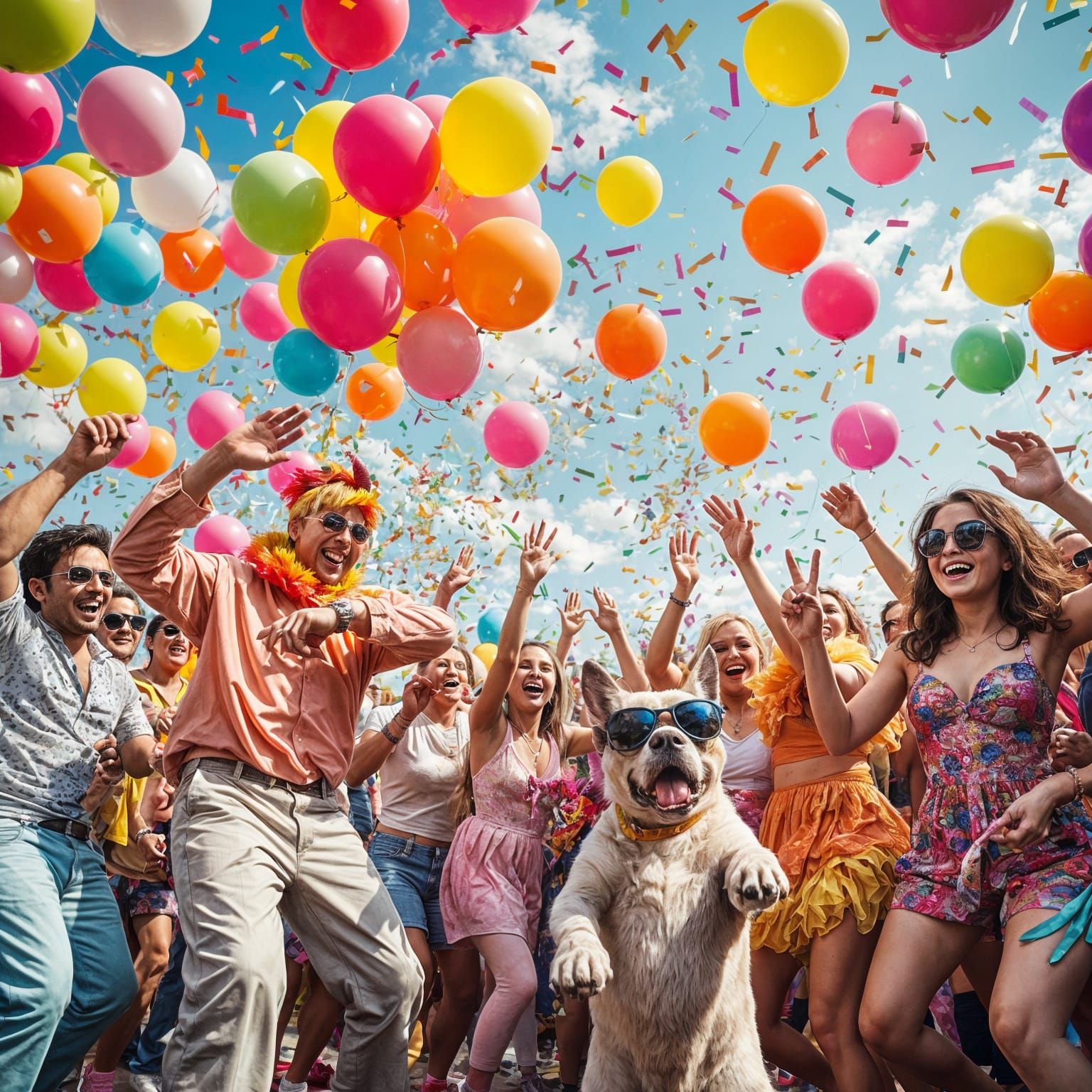 Vibrant Celebration Scene in Whimsical Aesthetic