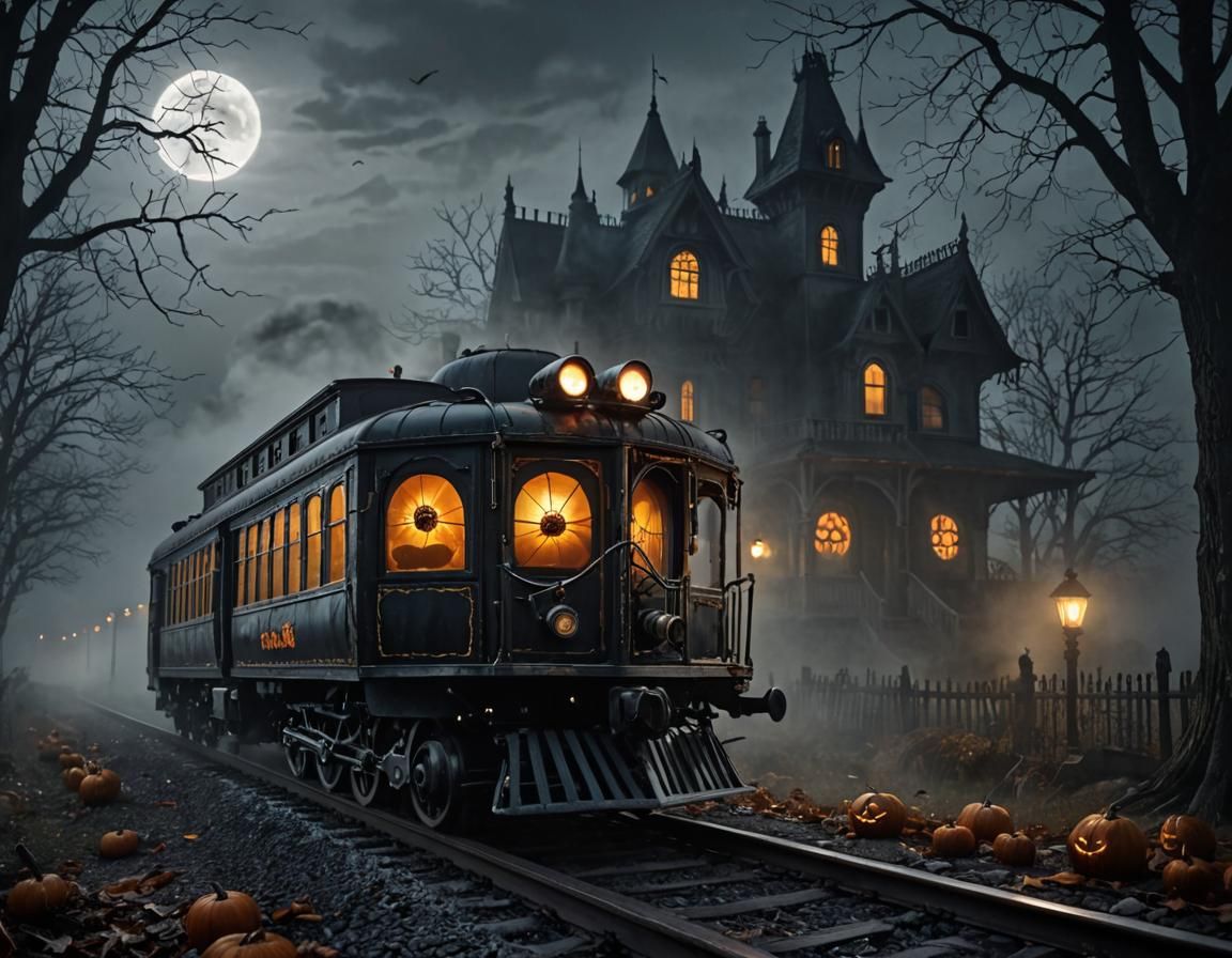 Haunted House Train in Gothic Fantasy Style
