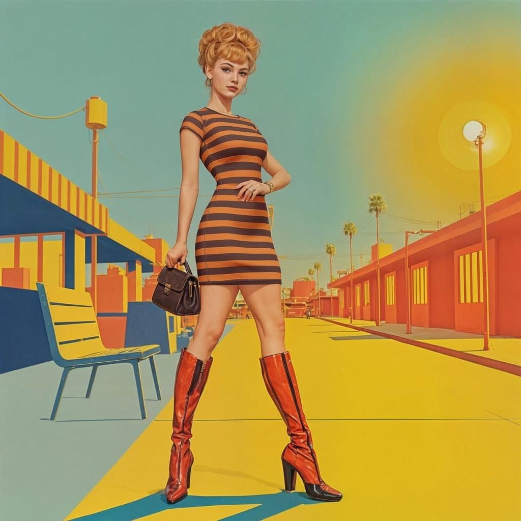 1960s Fashion Model in Mini Dress and Updo