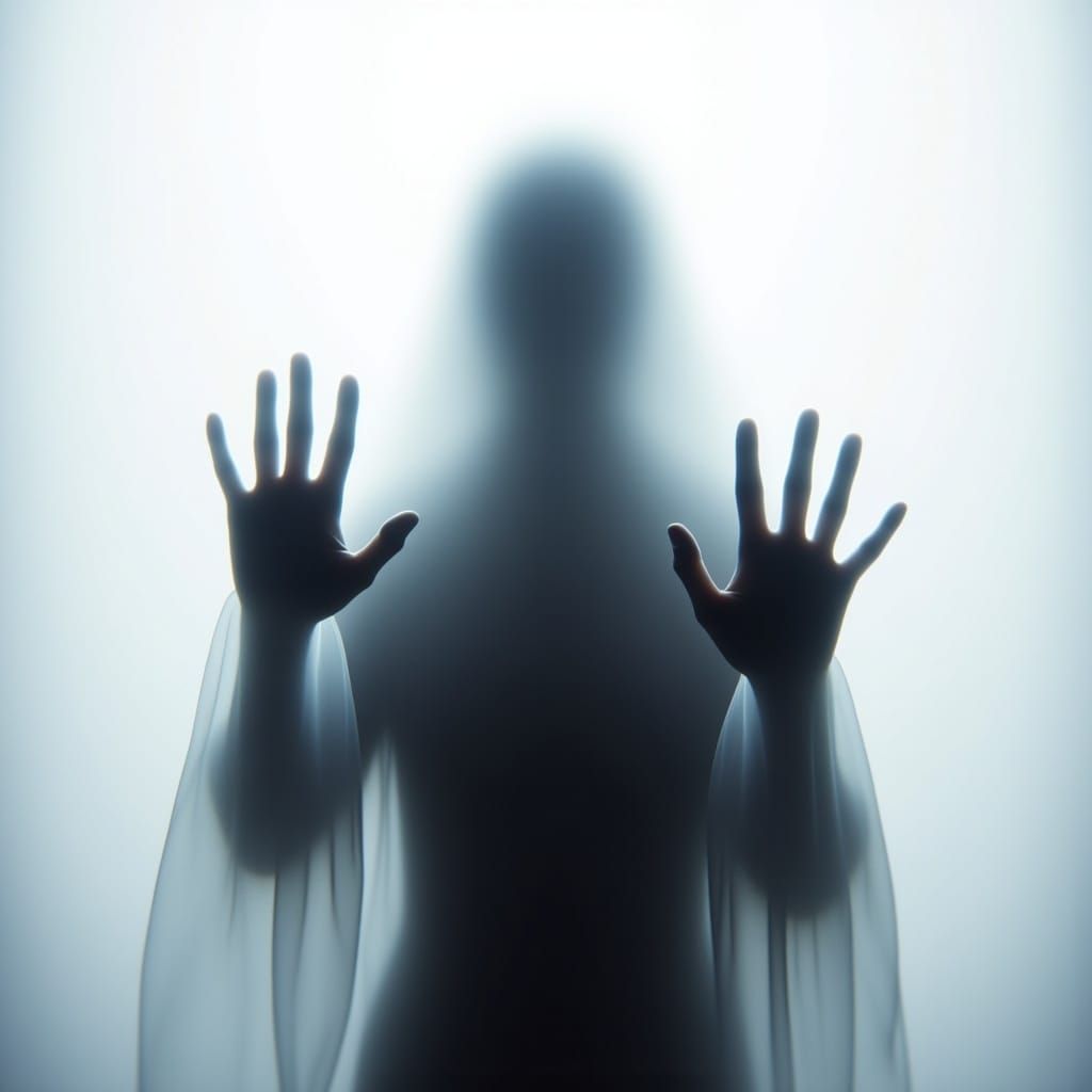 Ethereal Figure Behind Frosted Glass